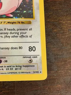 Pokemon Chansey 003/102 Base Set (Shadowless) Holo Rare LP - Image 4