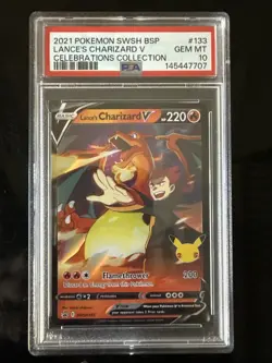 2021 Pokemon’s SWSH Lance’s Charizard V Celebrations Collection PSA 10 - Image 1