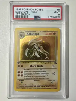 Pokemon PSA 9 1st Edition Kabutops 9/62 Fossil Holo - Image 1