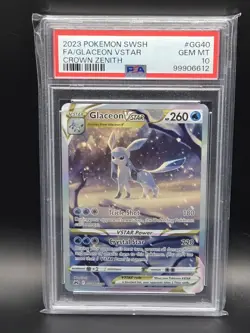 2023 POKEMON SWORD & SHIELD CROWN ZENITH #GG40 FULL ART GLACEON VSTAR PSA 10 - Image 1