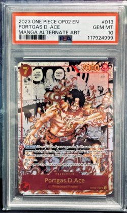 2023 One Piece Paramount War Portgas D Ace Manga Alt Art #OP02-013 En PSA 10 - Image 1