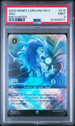 2023 DISNEY LORCANA EN 2-RISE OF THE FLOODBORN SISU - DIVINE WATER DRAGON PSA 9 - Image 1
