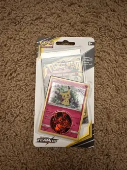 Sealed TEAM UP Blister Booster Pack (Mimikyu SM163 Promo + Coin) Pokemon Cards - Image 1
