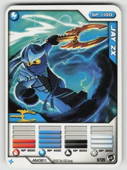 2012 LEGO Ninjago TCG - JAY ZX - Non Holo Lightning Character Card #9/125 - Image 1