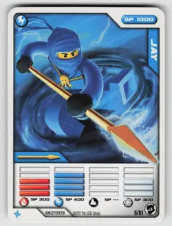 2011 LEGO Ninjago TCG - JAY - Non Holo Lightning Character Card #5/81 - Image 1