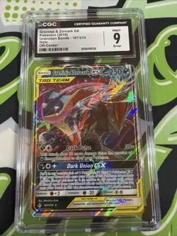 Greninja & Zoroark GX Sun & Moon Unbroken Bonds Tag Team 2019 CGC 9 Error Card - Image 1