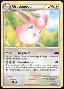 Carte Pokemon Grodoudou 56/123 HeartGold SoulSilver Francais - Image 1
