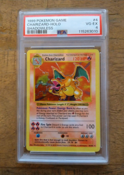 1999 POKEMON GAME SHADOWLESS #4 CHARIZARD-HOLO PSA 4 - Image 1