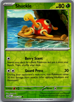 Shuckle 005/197 Reverse Holo Common Pokemon TCG S&V Obsidian Flames - Image 1
