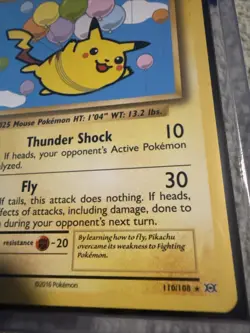 Pokemon TCG Flying Pikachu Card Evolutions 110/108, Regular Secret Rare NM - Image 2