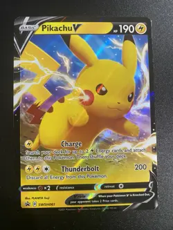 Pokemon Pikachu V Full Art Holo Promo SWSH061 190 HP Sword & Shield TCG Card - Image 1