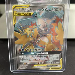 Pokemon TCG Moltres Zapdos Articuno GX Full Art Hidden Fates Card 66/68 - Image 1