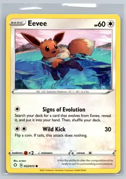 Eevee 052/072 Shining Fates Pokemon Card Colorless Basic Wild Kick Evolution - Image 1