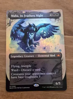 MTG Foil Borderless Maha, Its Feathers Night NM-/EX+ Unplayed Bloomburrow #289 - Image 1
