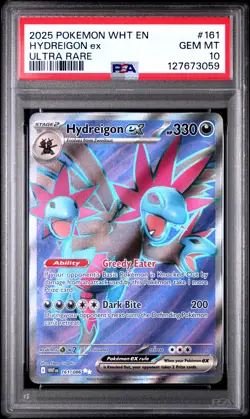 2025 POKEMON WHT EN-WHITE FLARE ULTRA RARE #161 HYDREIGON EX PSA 10 - Image 1
