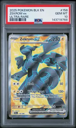 2025 POKEMON BLK EN-BLACK BOLT ULTRA RARE #158 ZEKROM EX PSA 10 - Image 1