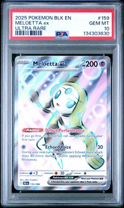 2025 POKEMON BLK EN-BLACK BOLT ULTRA RARE #159 MELOETTA EX PSA 10 - Image 1