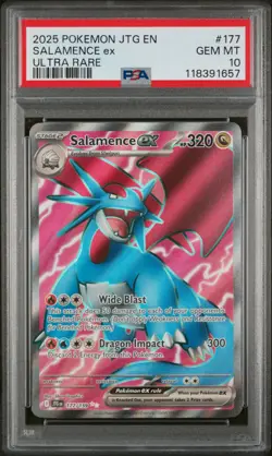 2025 POKEMON JTG EN-JOURNEY TOGETHER ULTRA RARE #177 SALAMENCE EX PSA 10 - Image 1