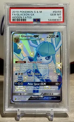 2019 Pokemon S&M Hidden Fates Shiny Vault GLACEON GX Full Art #SV55 PSA 10 GEM - Image 1
