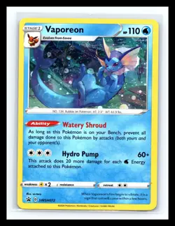 💥 VAPOREON HOLO RARE # SWSH072 - Pokemon TCG 2020 - BLACK STAR PROMO SET - Image 1