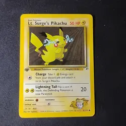 Pokemon TCG Lt. Surge's Pikachu 081/132 Gym Heroes 1st Edition NM - Image 1