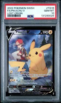 2022 POKEMON SWORD & SHIELD LOST ORIGIN #TG16 FULL ART/PIKACHU V PSA 10 - Image 1