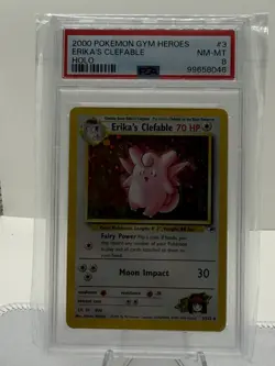 Pokemon TCG 2000 Erika's Clefable 3/132 Gym Heroes Holo Rare PSA 8 - Image 1