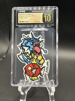 2023 POKEMON STICKERS B-SIDE LABEL GYARADOS & MAGIKARP CGC 10 PERFECT - Image 1