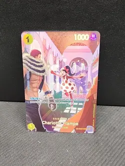Bandai One Piece CCG Charlotte Flampe Character Card Special Holo SP, EB01-056 - Image 1