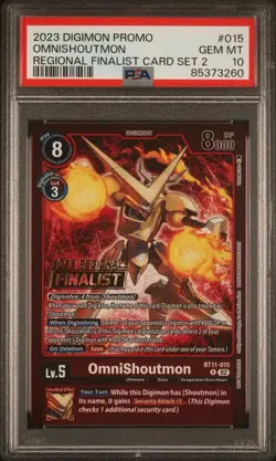 2023 DIGIMON PROMOS #015 OMNISHOUTMON REGIONAL FINALIST CARD SET 2 PSA 10 - Image 2