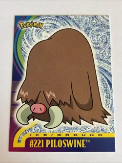 Pokemon#221 Piloswine Card 2001 Topps TV Animation Edition Johto Series 1 NM - Image 1