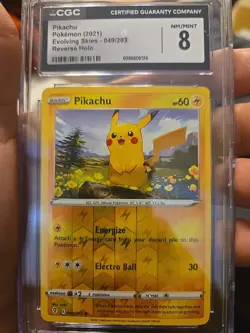 Pokemon Pikachu Card 049/203 Reverse Holo Evolving Skies 2021 MP - Image 1