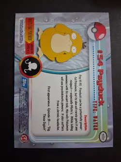 LP #54 Psyduck Pokemon 1999 Topps TV Animation Edition Series 1 Blue Logo - Image 2