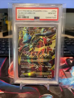 2017 POKEMON MEGA POWERS COLL PROMO #55A FULL ART/M LUCARIO EX PSA 10 - Image 1