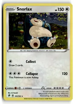 Snorlax 141/192 Rare Rebel Clash Pokemon Near Mint COSMOS Holo - Image 1