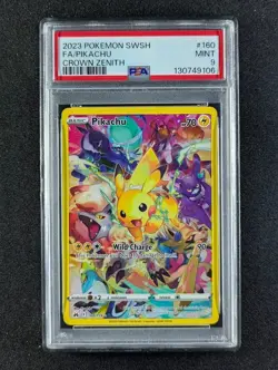 2023 Pokemon PIKACHU #160/159 Crown Zenith Secret Rare English PSA 9 - Image 1