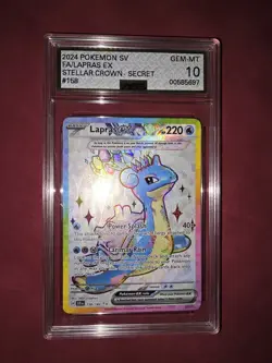 Pokemon Lapras Full Art Holo EX Stellar Crown 158/142 AGS 10 2024 - Image 3