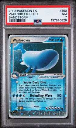 2003 POKEMON EX SANDSTORM #100 WAILORD EX-HOLO PSA 7 - Image 1