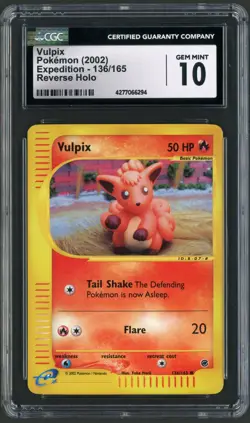 2002 Pokemon Expedition Vulpix Reverse Holo #136 CGC Gem Mint 10 - Image 1