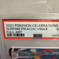 2021 Pokemon Celebrations Surfing Pikachu VMAX #009/025 FA PSA 10 Gem Mint - Image 2