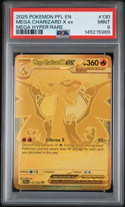 2025 POKEMON PFL EN-PHANTASMAL FLAMES MEGA HYPER RARE MEGA CHARIZARD X EX PSA 9 - Image 1