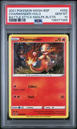 2021 POKEMON SWSH BLACK STAR PROMO #092 CHARMANDER-HOLO PSA 10 - Image 1