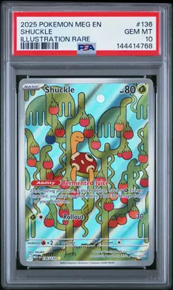 2025 Pokemon Mega Evolution Shuckle #136 Illustration Rare PSA 10 Gem Mint - Image 1