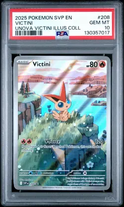 2025 Pokemon Victini #208 Black Star Promo Unova Illustration Rare PSA 10 Gem - Image 1