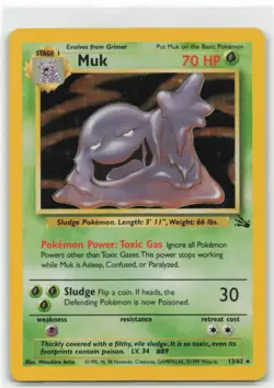 Pokemon Muk 13/62 Fossil Holo LP-NM - Image 1