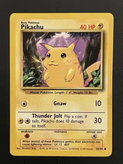 Pikachu 58/102 Base Set Pokemon Vintage 1999 WOTC - Image 1