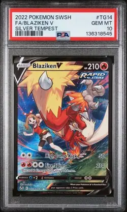 PSA 10 Blaziken V TG14/TG30 Silver Tempest Trainer Gallery Pokemon 2022 - Image 1