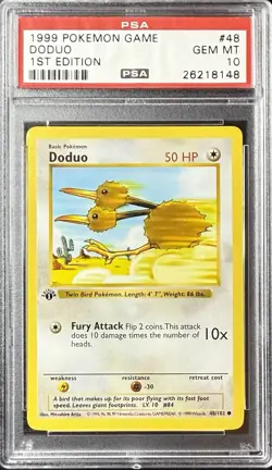 1999 Pokemon Shadowless 1st Edition Doduo 48/102 PSA 10 Gem Mint - Image 1