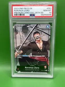 2023 Roronoa Zoro OP01-001 PREMIUM CARD COLLECTION 25TH EDITION EN PSA 10 - Image 1