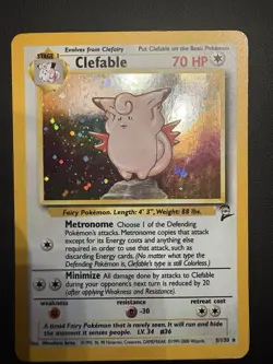 Pokemon TCG Clefable Base Set 2 Holo Unlimited Rare Card 5/130 MP-LP Condition - Image 1
